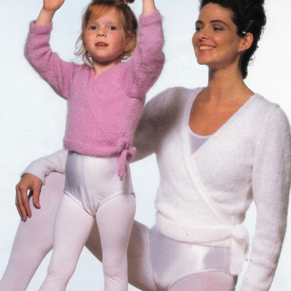 Wrapover Ballet Cardigan Knitting Pattern - Vintage - Child and Adult Size