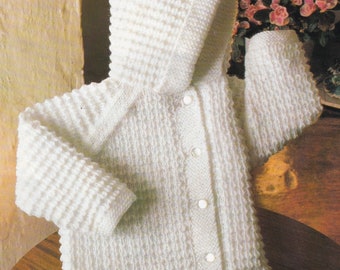 vintage baby knitting pattern for hooded jacket