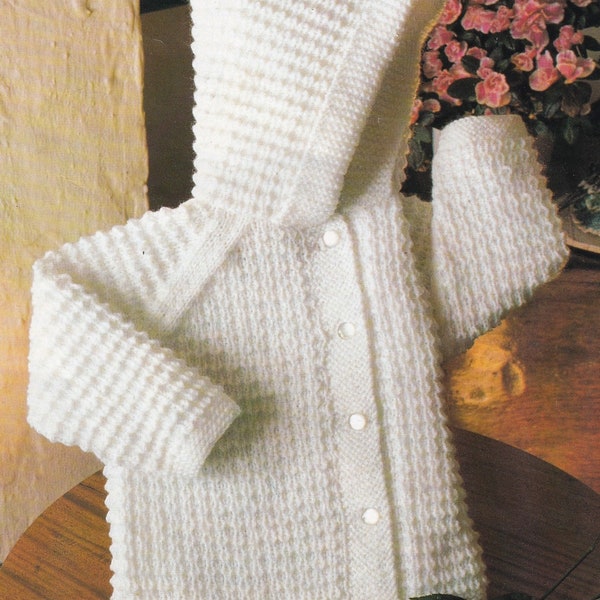 vintage baby knitting pattern for hooded jacket