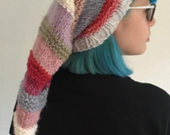 Art Fresher Hat Knitting Pattern - Festival Elf Pixie Hat - Instant Download
