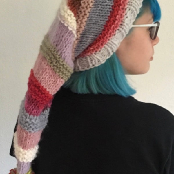 Art Fresher Hat Knitting Pattern - Festival Elf Pixie Hat - Instant Download