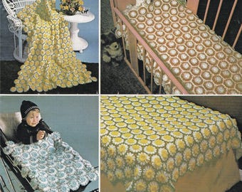 flower loom pattern, instructions to make blanket using a round flower loom tool, PDF vintage pattern afghan bedspread cot and pram blanket