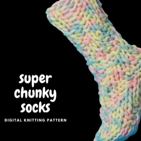 Easy Knit Super Chunky Socks Knitting Pattern - Instant Download