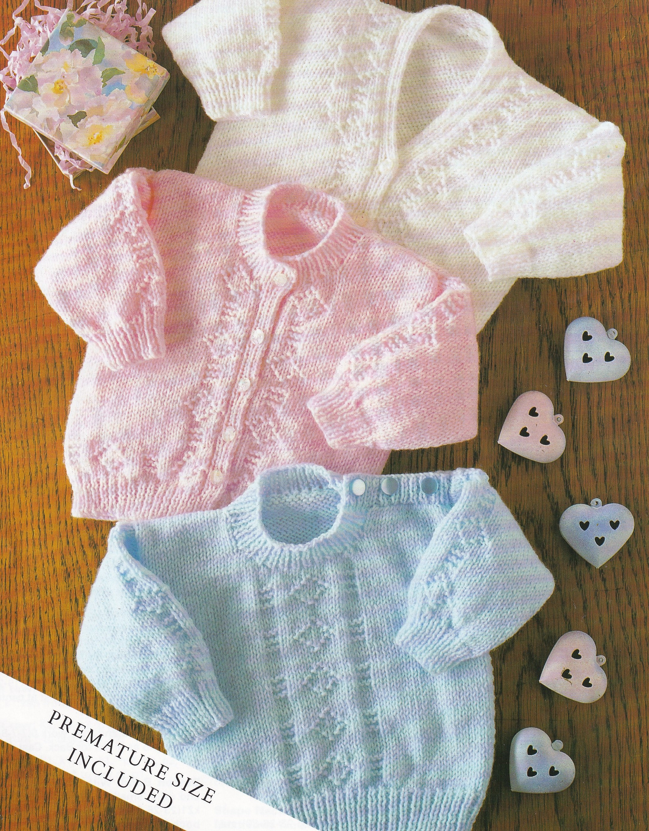 cute baby cardigans and sweater knitting pattern including premature size