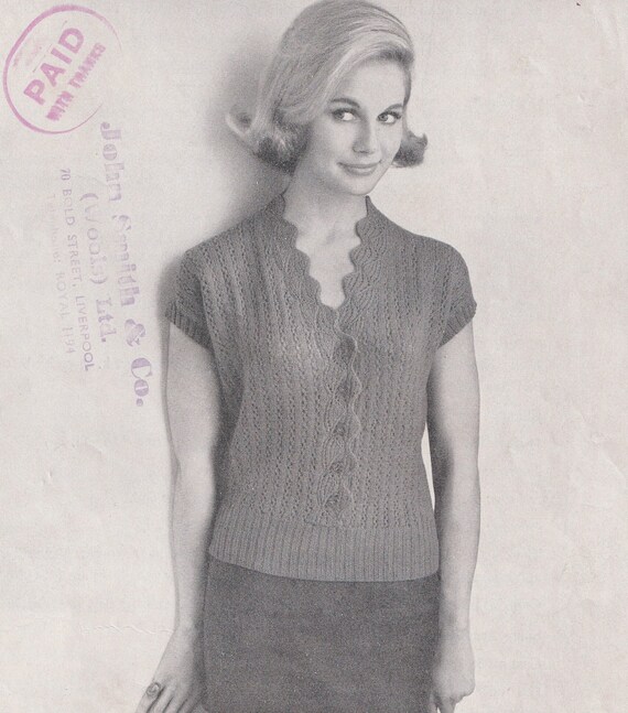 Vintage Knitting Pattern for Ladies Lovely Short Sleeved Evening
