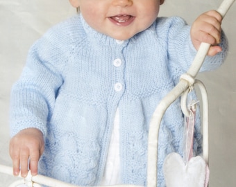 cute baby cardigan knitting pattern - dk or 4 ply - matinee coat style
