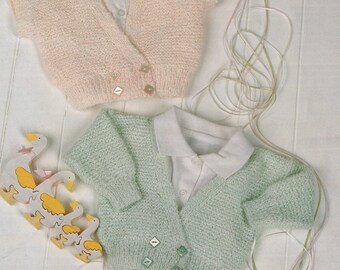knitting pattern for baby cardigan and waistcoat in 8 ply dk yarn -  includes premature baby size with boy and girl version - easy knit
