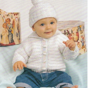 knitting pattern for baby boy jacket and hat set in dk yarn