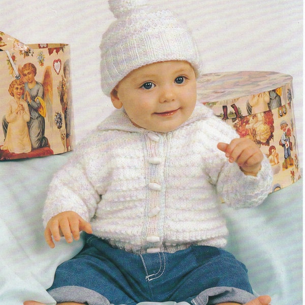 knitting pattern for baby boy jacket and hat set in dk yarn