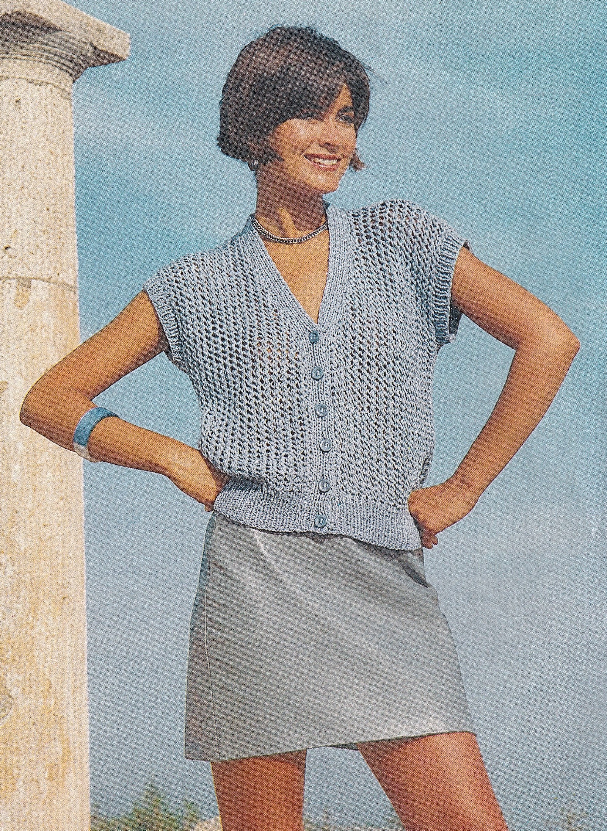 Vintage Knitting Pattern PDF for Ladies 1980s Summer Top