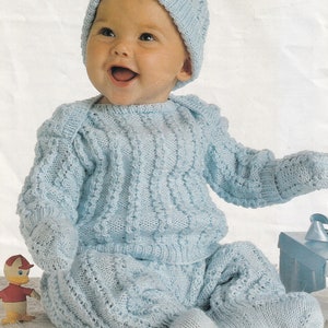 vintage knitting pattern for baby boy sweater leggings hat and mitts set