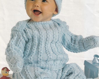 vintage knitting pattern for baby boy sweater leggings hat and mitts set