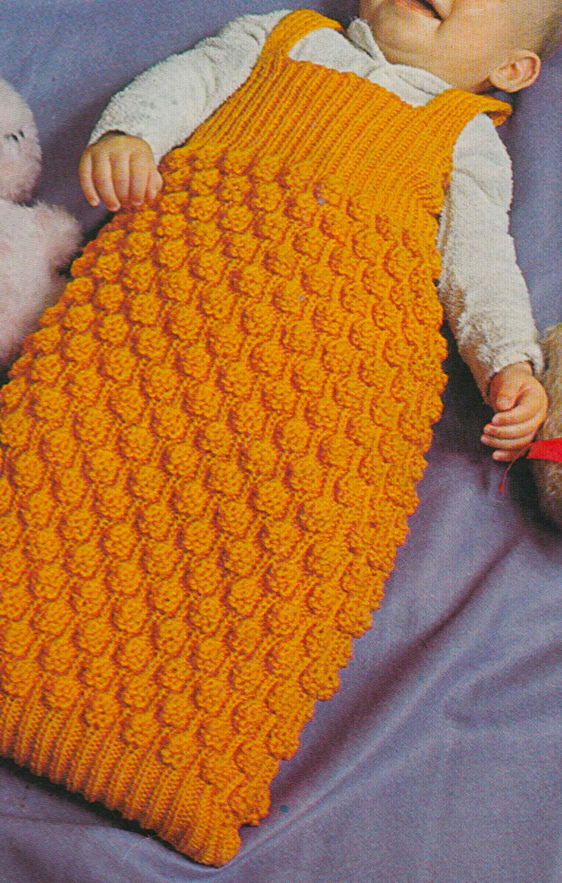 Vintage Knitting Pattern for Baby Sleeping Bag - Loopy and Bobble ...