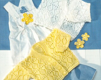vintage knitting pattern for beautiful baby girls lace cardigan