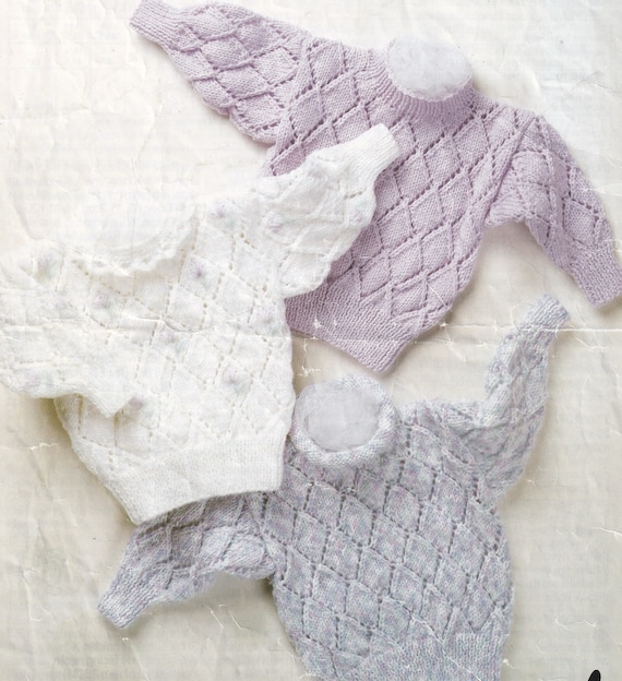 Cute Baby Girl Frilly Lace Sweaters PDF Vintage Knitting Pattern