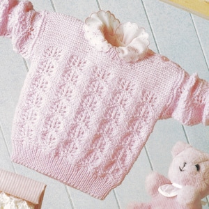modèle de tricot de pull pour bébé vintage 4 plis détail de fixation d'épaule image 1
