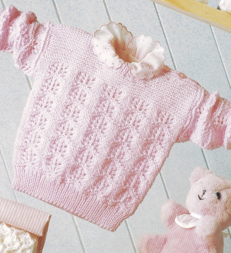 modèle de tricot de pull pour bébé vintage 4 plis détail de fixation d'épaule image 1