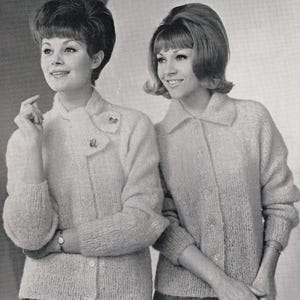 Vintage Strickmuster (Muster) für Damen Mohair-Cardigans von 1960s - PDF sofort-Download