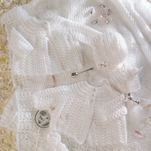 baby layette set knitting pattern - matinee jacket blanket booties bonnet