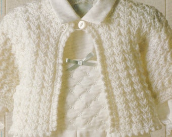 cute baby cardigan knitting pattern - PDF download - matinee coat style