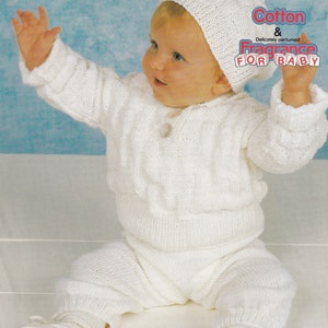 knitting pattern for baby boy hat sweater and trousers set