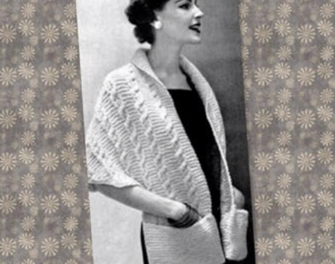 Knitting Pattern for Vintage Shrug Scarf With Pockets - Etsy