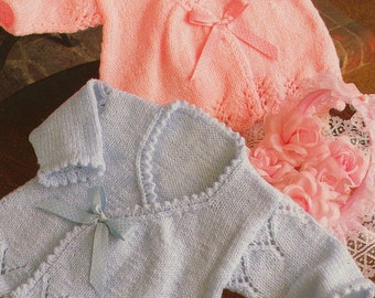 baby girls wrap cardigans knitting pattern - vintage PDF file from 14 inch chest