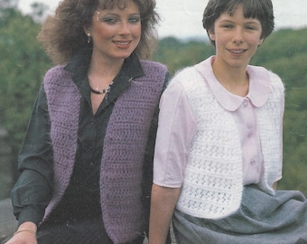 knitting and crochet pattern for 1980s waistcoat sleeveless cardigan knitting pattern - Instant download - brushed chunky yarn