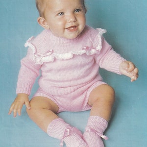 pretty 4 ply vintage sweater shorts and booties knitting pattern for baby girl