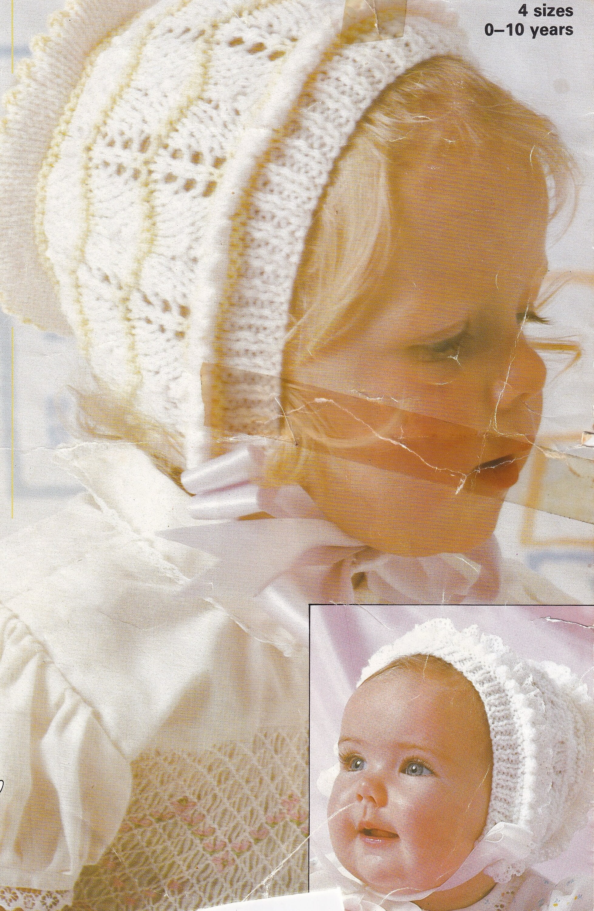 Vintage Baby Bonnet Vintage Knitting Pattern - 0 to 10 Years