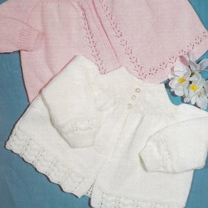 knitting pattern for 4 ply vintage baby matinee coat cardigan size 3-6 months