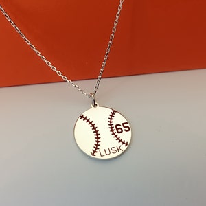 Personalized Tiny Sporty Necklace, Baseball Necklace with Custom name and Number, Custom Lucky Pendant, Baseball and Sports Team Necklace