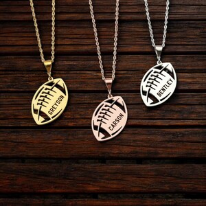 Sterling Silver Football Necklace: Personalized Name & Number, Sports Jewelry image 15