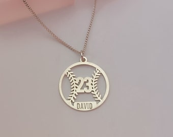 softball necklace name and number, Sport number name Jewelry, Baseball pendant, Personalized number softball , Necklace softball coach gift