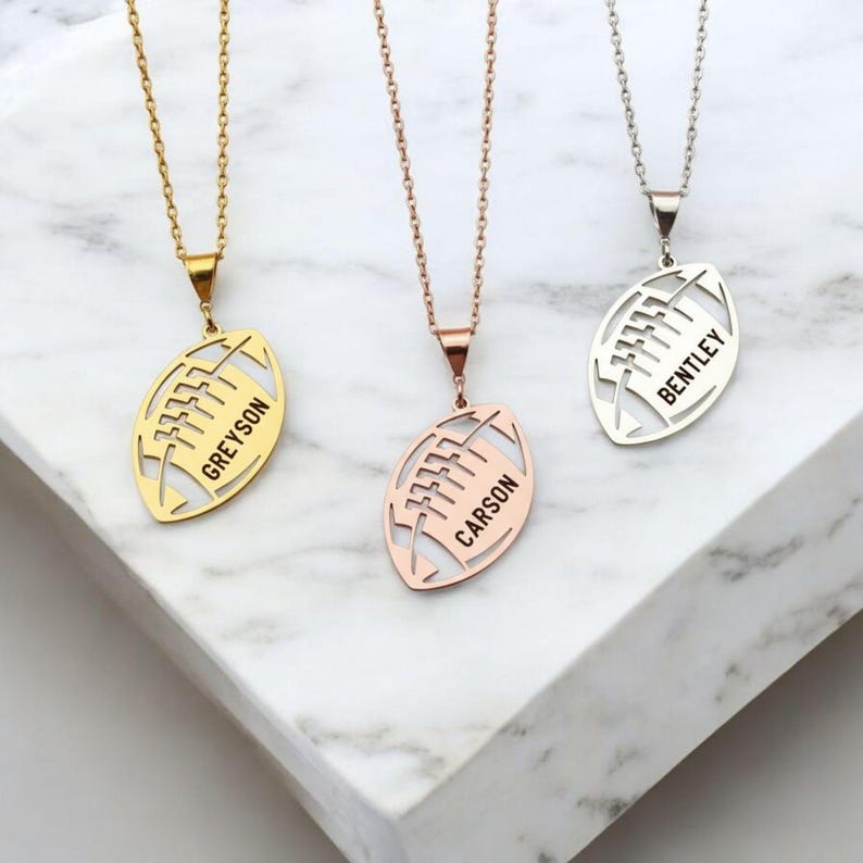 Sterling Silver Football Necklace: Personalized Name & Number, Sports Jewelry image 17