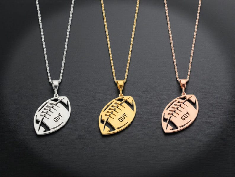 Sterling Silver Football Necklace: Personalized Name & Number, Sports Jewelry image 10