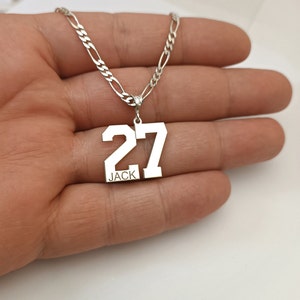 Sport Number Necklace, Personalized Gift for Boys Pendant, Basketball number for Men, School Sport Team Necklace, Silver Number Necklace