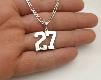 Sterling Silver Sport Number Necklace: Personalized Basketball Pendant