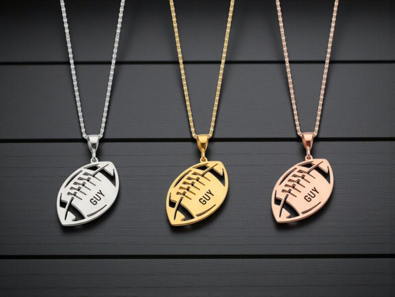Sterling Silver Football Necklace: Personalized Name & Number, Sports Jewelry image 13