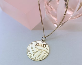 Personalized Sports Volleyball Ball Necklace Volleyball Gold Finish Ball Volleyball Team Mom Gift Coach Team Gifts Birthday Christmas Gift