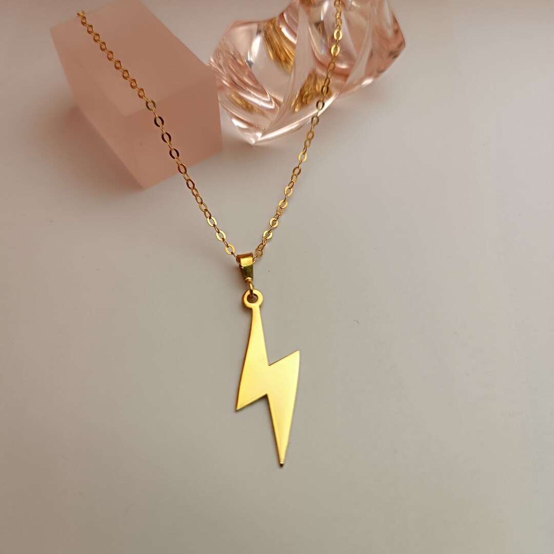 Lightning Bolt Necklace in Gold, Lightning Necklace, Thunderbolt Women