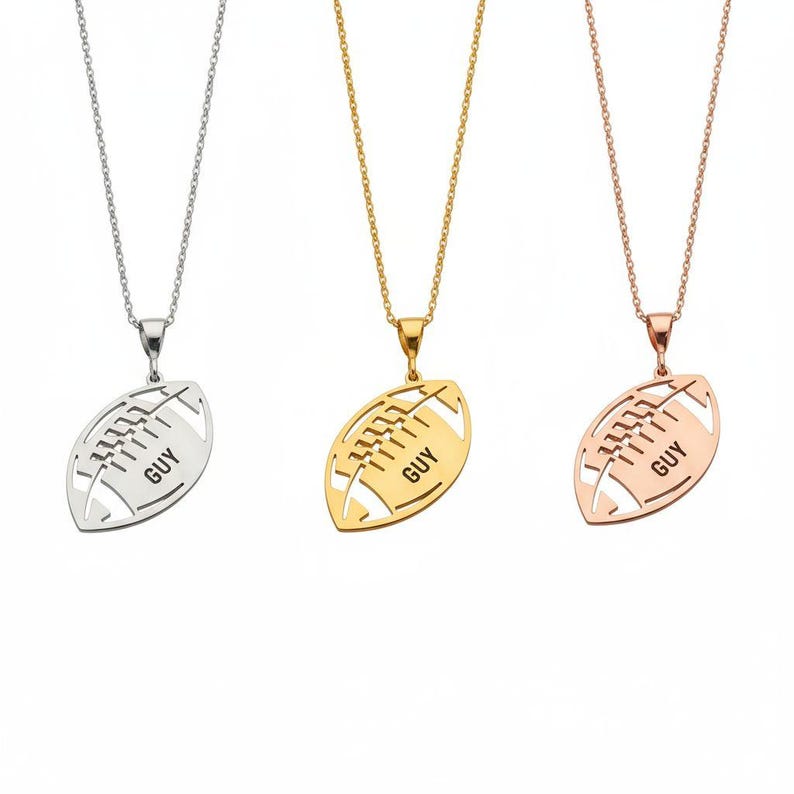 Sterling Silver Football Necklace: Personalized Name & Number, Sports Jewelry image 16