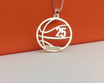 Basketball Number Necklace, Personalized Basketball Player Gift, Team Sport Number Name Necklace, Basketball Coach Gift, Sport Jewelry Gift