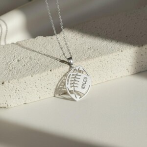 Sterling Silver Football Necklace: Personalized Name & Number, Sports Jewelry image 9