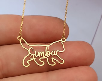 Custom Cat Name Necklace – Personalized 925 Silver Pet Memorial Jewelry | Gift for Cat Lovers | Gold, Silver, or Rose Gold Pendant