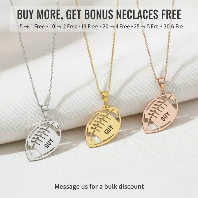 Sterling Silver Football Necklace: Personalized Name & Number, Sports Jewelry image 18
