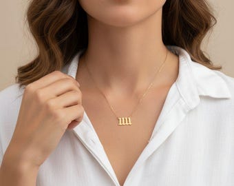 14K Gold Engel Zahl 1111 Halskette - Personalisierter Glücksschmuck