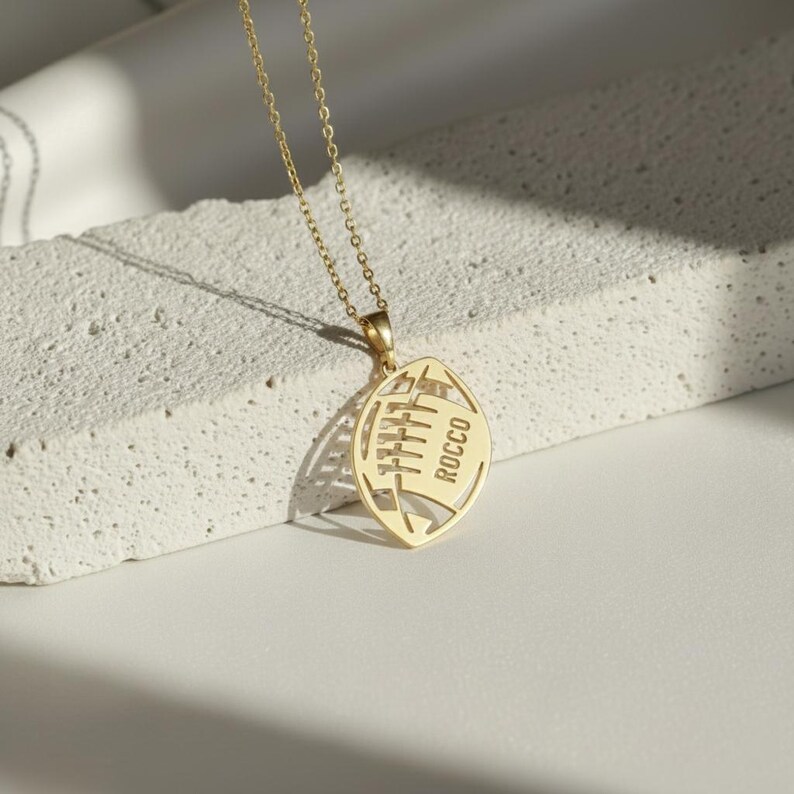 Sterling Silver Football Necklace: Personalized Name & Number, Sports Jewelry image 7