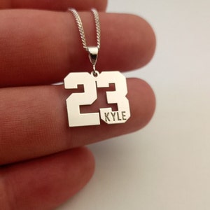 Sport Number Necklace, Personalized Gift for Boys Pendant, Basketball number for Men, School Sport Team Necklace, Silver Number Necklace