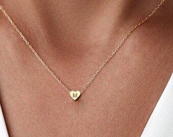 Dainty White Heart Necklace Gold, Heart Necklace Minimalistic,14 Dainty Heart Necklace, Dainty Necklace Real Gold Heart, Christmas Gift for